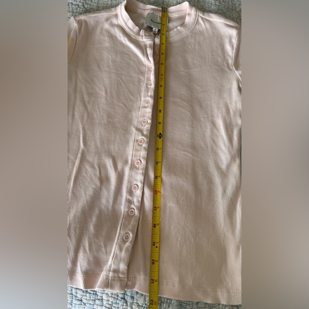 Reformation Raelynn Button Front Organic Cotton Knit Top in Sorbet (Size Small) - Picture 4 of 15